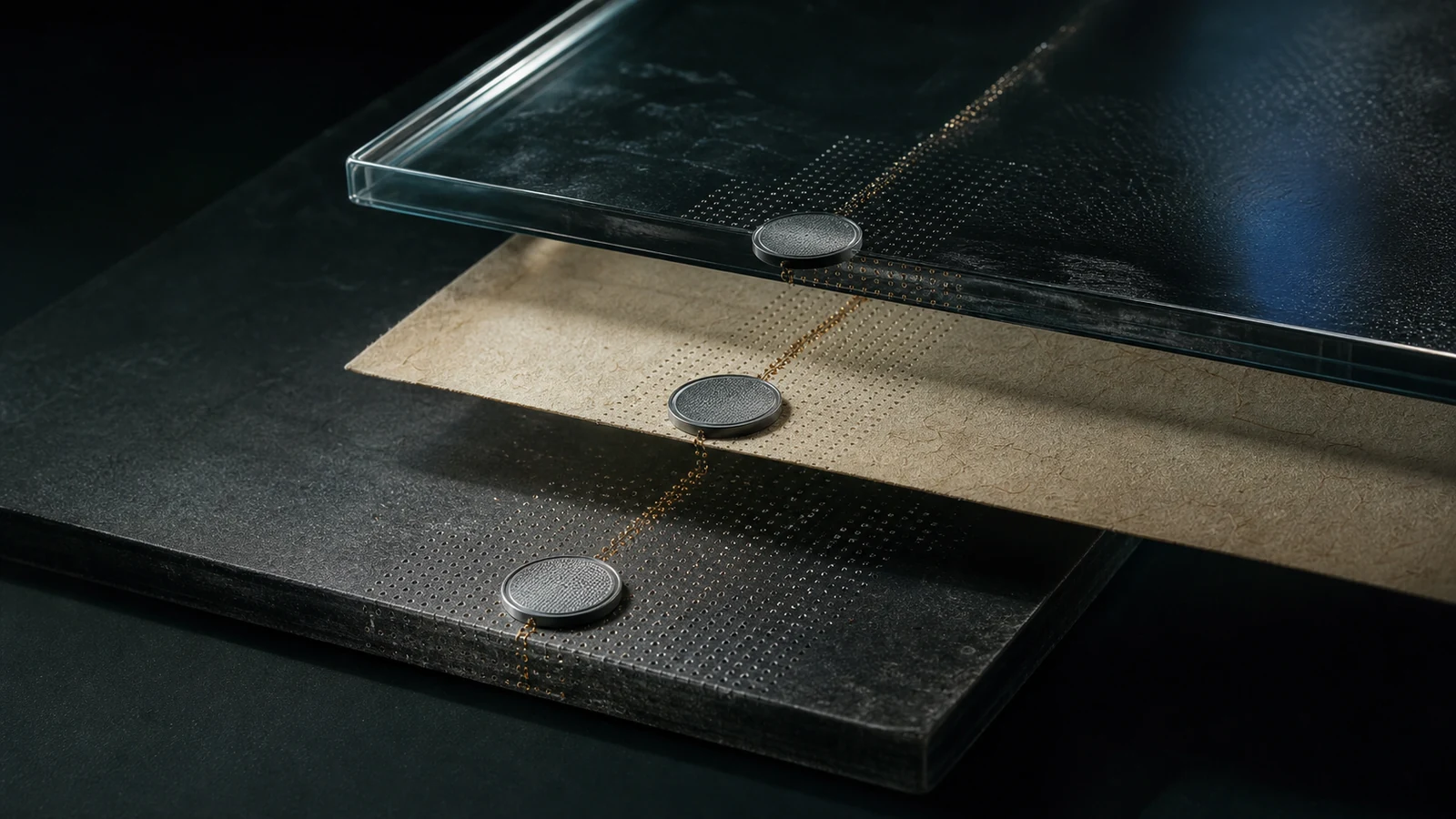 Layered media plates carrying a continuous chain of provenance seals and machine-readable markings